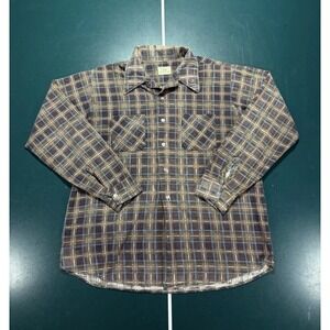 VTG 70s Donlin Plaid Flannel Shirt Men XL Cotton Permanent Press Lightweight USA